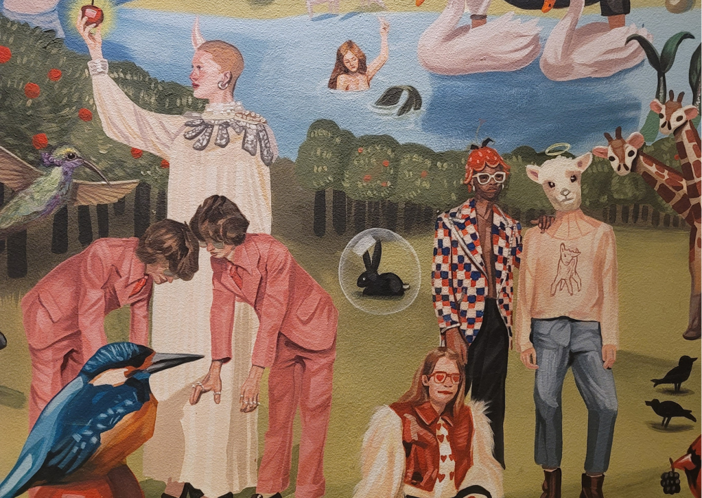 This captivating image captures the essence of the Gucci Mural at the Gucci Museum in Florence.