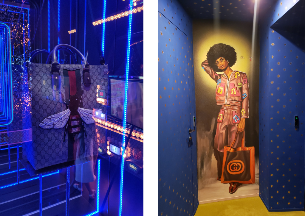 Gucci Bag and Mural in the Museum
