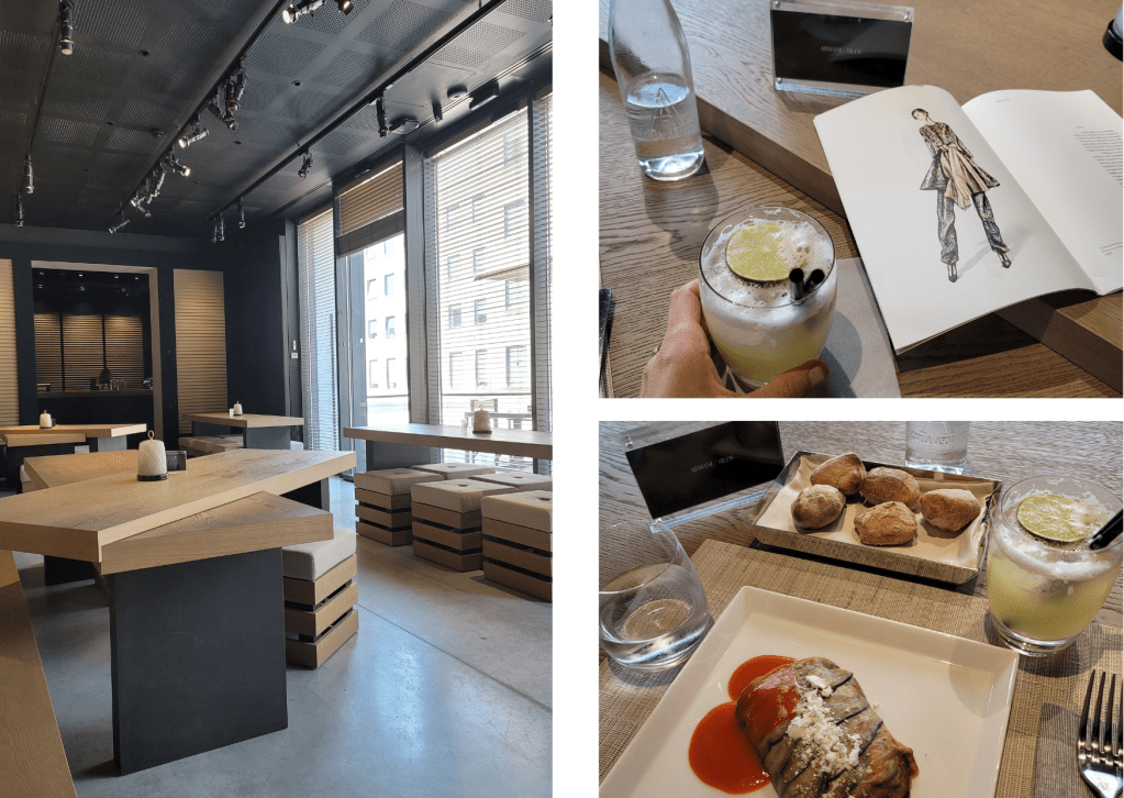 This image captures the ambiance of Armani Silos Cafe, where modern elegance